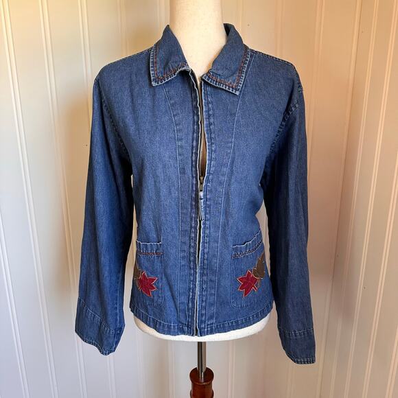 Vintage 90s Fall Denim Jacket L - Picture 1 of 6